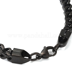 男性用304ステンレススチール製ウィートチェーンブレスレット  ブラック  8-1/2インチ（21.5cm）&nbsp;BJEW-B093-04EB