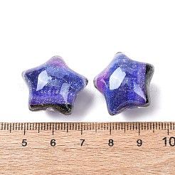 蓄光透明樹脂ビーズ  スター  暗闇で光る  グリッターパウダー付き  スレートブルー  20.5x23.5x16mm  穴：2mm&nbsp;RESI-B039-17A