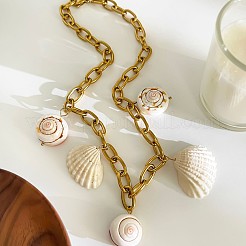 Summer 316L Surgical Stainless Steel & Natual Shell Pendant Necklaces for Women&nbsp;FS-WG2E862-01