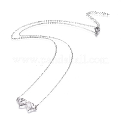Brass Micro Pave Clear Cubic Zirconia Pendant Necklaces&nbsp;NJEW-R256-01