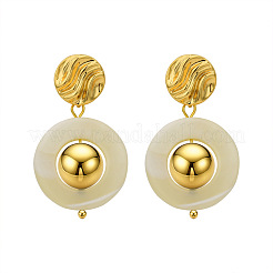 Brass and Shell Stud Dangle Earrings for Women&nbsp;FS-WG0512D-01