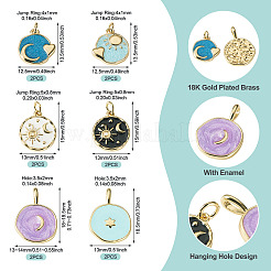 12Pcs 6 Styles Rack Plated Brass Enamel Pendants&nbsp;KK-TA0008-58