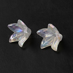 透明なアクリルビーズキャップ  グリッターフラワー  クリアAB  16x12.5mm  穴：1.2mm&nbsp;X-OACR-H016-03