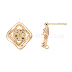 Brass Micro Pave Clear Cubic Zirconia Stud Earring Findings&nbsp;KK-S364-138