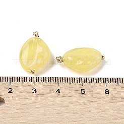 アクリルパーツ  天然石風  真鍮のループを有します  オーバル  シャンパンイエロー  21.5x13.5x6mm  穴：2mm&nbsp;MACR-C033-04A
