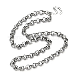 7mm 304ステンレススチール ローロチェーンネックレス レディース メンズ  変色しない  ステンレス鋼色  17.91インチ（45.5cm）&nbsp;NJEW-Z115-01P