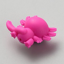 シリコンビーズ  恐竜  濃いピンク  28x35x18mm  穴：2.5mm&nbsp;LS-SIL-SZC0016-01D