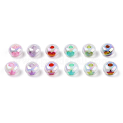 UVメッキレインボーアクリルビーズ  虹色の  星とハート  ロンデル  ミックスカラー  13.5x8.5mm  穴：4mm&nbsp;PACR-N015-04