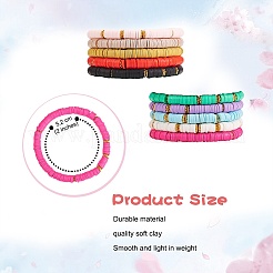 10Pcs 10 Colors Polymer Clay Heishi Beaded Stretch Bracelets&nbsp;BJEW-PH01445