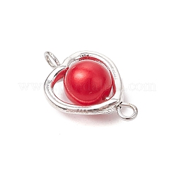 ハートアクリルパールと合金コネクタチャーム  アンティークシルバー  ミックスカラー  20x13x8mm  穴：1.8mm＆2mm&nbsp;PALLOY-JF03400