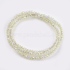 電気メッキガラスビーズセット  虹メッキ  多面カット  ロンデル  ベージュ  3x2mm  穴：1mm  約130~140個/連  31~32cm&nbsp;EGLA-J025-F24