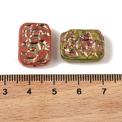 ペイントガラスビーズを焼く  ゴールドライン入り  ミックスカラー  長方形  18x13x5.5mm  穴：1.4mm&nbsp;DGLA-G004-02C