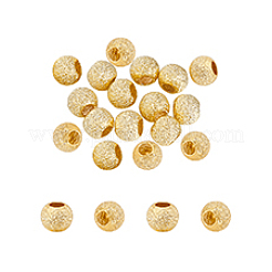 20 個 925 スターリングシルバービーズ  テクスチャ  ロンデル  ゴールドカラー  4x3.5mm  穴：1.6mm&nbsp;STER-PH0003-54A