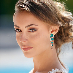 4 Pairs 4 Colors Rhinestone Teardrop Flower Dangle Stud Earrings&nbsp;EJEW-AN0004-16