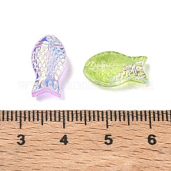 海をテーマにした電気メッキ透明ガラスビーズ  ABカラーメッキ  半分メッキ  魚  15x8x5.5mm  穴：1.2mm  5個/セット&nbsp;GL-CBA9C2A-01D