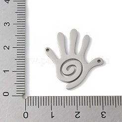 304ステンレスペンダント  くり抜いた手のひらのスパイラルチャーム  ステンレス鋼色  25.5x23.5x1.5mm  穴：1.2mm&nbsp;STAS-E501-15P