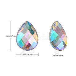 模造台湾アクリルラインストーンカボション  フラットバック  多面カットティアドロップ  ABカラー  クリアAB  18x13x4mm  約500個/袋&nbsp;GACR-A022-13x18mm-17
