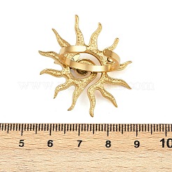 304ステンレススチールカフリング  太陽  ガラスドリルとプラスチックビーズ付き  ゴールドカラー  35x36.5mm  内径：18.8mm&nbsp;RJEW-S639-01G