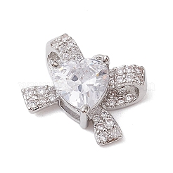 Rack Plating Brass Micro Pave Clear Cubic Zirconia Pendants&nbsp;KK-H463-10P-01