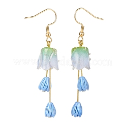Plastic 3D Flower Long Dangle Earrings&nbsp;EJEW-JE04936-03