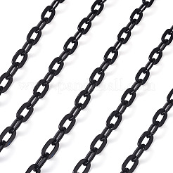 アルミアズキチェーン  溶接されていない  フラットオーバル  スプール付き  ブラック  9x1.8x1.5mm  約16.40フィート（5m）/ロール&nbsp;CHA-BT0001-01