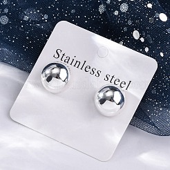 半円形 304 ステンレススチール スタッド イヤリング  銀  14mm&nbsp;EJEW-A125-80C-S