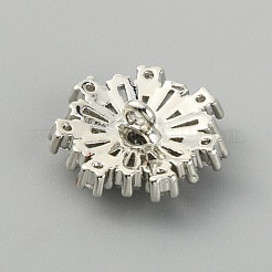 真鍮製マイクロパヴェクリアキュービックジルコニアシャンクボタン  1穴  花  プラチナ  16x17x7mm  穴：1.4mm&nbsp;DIY-WH0304-334
