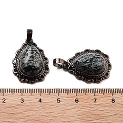 Natural Snowflake Obsidian Teardrop Pendants&nbsp;G-K363-01R-18