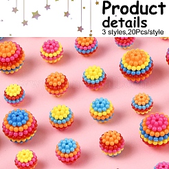 60Pcs 3 Styles ABS Plastic Beads&nbsp;KY-FS0001-30