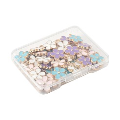 40本4色合金エナメルチャーム  花  ミックスカラー  15x13x2.5mm  穴：1.5mm  10個/カラー&nbsp;ENAM-FS0003-37