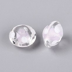 手作りランプワークビーズ  二層ビーズ  水玉模様の空飛ぶ円盤  ミスティローズ  13~15x9~10.5mm  穴：0.8~1.8mm  約50個/連  16.93~18.90インチ（43~48cm）&nbsp;LAMP-N038-07J