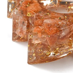天然サンストーンと樹脂のキャンドルホルダー型  クリスマスツリー  110x110x31mm  内径：45mm&nbsp;DJEW-H012-03F
