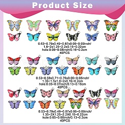 40本合金エナメルペンダント  蝶のチャーム  カドミウムフリー＆鉛フリー  ミックスカラー  13.5~20x12.5~22x1.5~2.2mm  穴：1.3~2mm  10個/スタイル&nbsp;ENAM-YW0005-25A