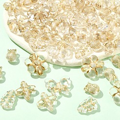 60g 6種類の金属エンレース透明アクリルビーズ  黄金メッキ  ミックスカラー  11.5~20.5x9~21x5~17mm  穴：1~3mm  10g /スタイル&nbsp;MACR-YW0003-43