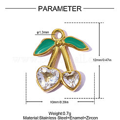 304 Stainless Steel Cubic Zirconia Pendants&nbsp;STAS-OY015-37G