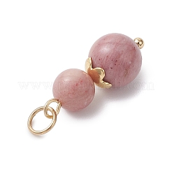 3Pcs 3 Styles Natural Rose Quartz & Dyed Striped Agate/Banded Agate Round Beaded Pendants&nbsp;PALLOY-JF04701-05