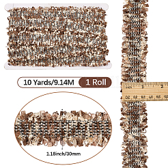 ポリエステルレーストリム  刺繍アップリケ  DIYコスチューム縫製クラフト用  サドルブラウン  1-1/8インチ（30mm）&nbsp;OCOR-WH20003-25C