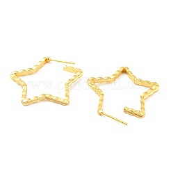 ラックメッキ真鍮スタースタッドピアス  ハーフフープピアス  長持ちメッキ  鉛フリー＆カドミウムフリー  18KGP本金メッキ  30x31.5x2.5mm&nbsp;EJEW-A028-33G