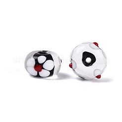 手作りランプワークビーズ  花とロンデル  ブラック  13~15.5x9~10mm  穴：1.2~2mm&nbsp;LAMP-Q039-04A