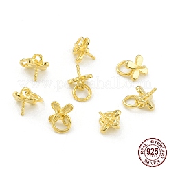 スターリングシルバーペグベイル925個  丸カン付き  クローバー  18KGP本金メッキ  6x5mm  リング：4.5x0.7mm  ピン：0.7mm&nbsp;STER-Z001-013G