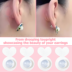 アクリル＆シリコン製イヤーナット36個  ハート  ホワイト  16x9.5mm&nbsp;AJEW-SP0004-07