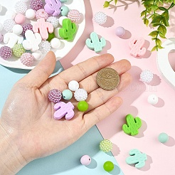 66Pcs 9 Colors Silicone and Resin Imitation Pearl Beads Set&nbsp;FIND-YW0011-43
