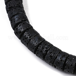 天然溶岩石ビーズストレッチブレスレット男性女性用  ディスク  内径：2インチ（5.2cm）  ビーズ：6.5x3mm&nbsp;BJEW-G727-01A
