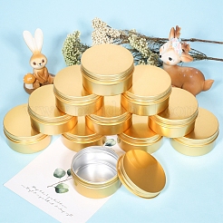 丸いアルミ缶  アルミジャー  化粧品の貯蔵容器  ろうそく  キャンディー  ねじ蓋付き  ゴールドカラー  7.05x2.45cm  20個/箱&nbsp;CON-PH0001-69