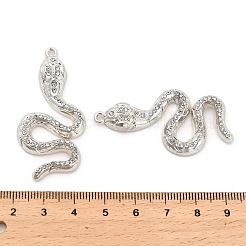 ラインストーン付きラックメッキ合金ペンダント  ヘビ  プラチナ  48x23.5x5.5mm  穴：1.8mm&nbsp;PALLOY-Q005-03P-01A