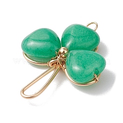 Dyed Natural Malaysia Jade Shamrock Pendants&nbsp;PALLOY-JF02785-03