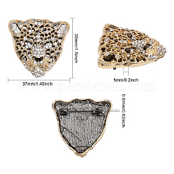 2Pcs 2 Colors Rhinestone Leopard Brooch Pin&nbsp;JEWB-CA0001-27