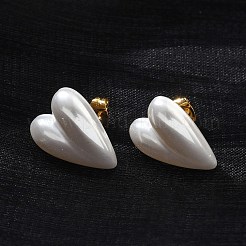 304 Stainless Steel Plastic Imitation Pearl Stud Earrings&nbsp;EJEW-R030-01G-04