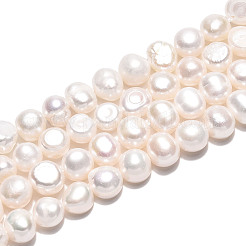 天然養殖淡水パールビーズ連売り  研磨両側  乳白色  6~8x6~8.5x4~7mm  穴：0.6mm  約25~26個/連  6.89~7.09インチ（17.5~18cm）&nbsp;PEAR-N027-04B