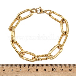 304 Stainless Steel Paperclip Chain Bracelets for Women Men&nbsp;BJEW-Z143-24G
